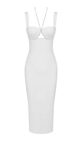 BANDAGE SLEEVELESS MIDI DRESS IN WHITE